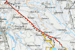 Mappa della Tappa 1 dell'Alta Via dell'Anfiteatro Morenico di Ivrea