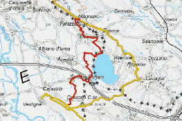 Mappa della Tappa 1a dell'Alta Via dell'Anfiteatro Morenico di Ivrea