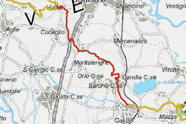 Mappa della Tappa 4 dell'Alta Via dell'Anfiteatro Morenico di Ivrea