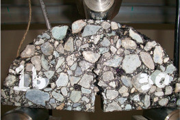 Sample of bituminous hot-mix subjected to semi-circular bending test