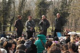 Gli Assessori Arisio e Babbini del Comune di Avigliana, il direttore del Parco Alpi Cozie Ottino e il Vicesindaco Metropolitano Marocco presentano i loghi finalisti