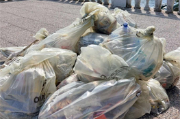 Una parte dei rifiuti raccolti durante le attività