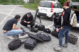 Preparazione della strumentazione per le riprese in campo