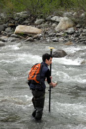 Rilievo di sezione idraulica sul torrente Chisone