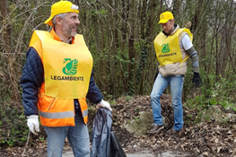 Vecchie sdraio e altri ingombranti abbandonati nella boscaglia