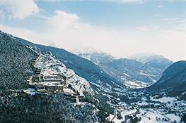 Veduta del Forte di Fenestrelle durante il periodo invernale