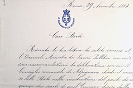 Lettera di Agostino De Pretis