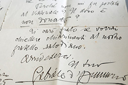 Biglietto autografo di Gabriele D'Annunzio