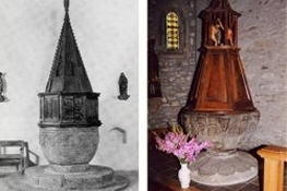 Fonte battesimale della chiesa di Saint-Marcellin, Crevox - Fonte battesimale, chiesa parrocchiale di Santa Maria Assunta, Chiomonte