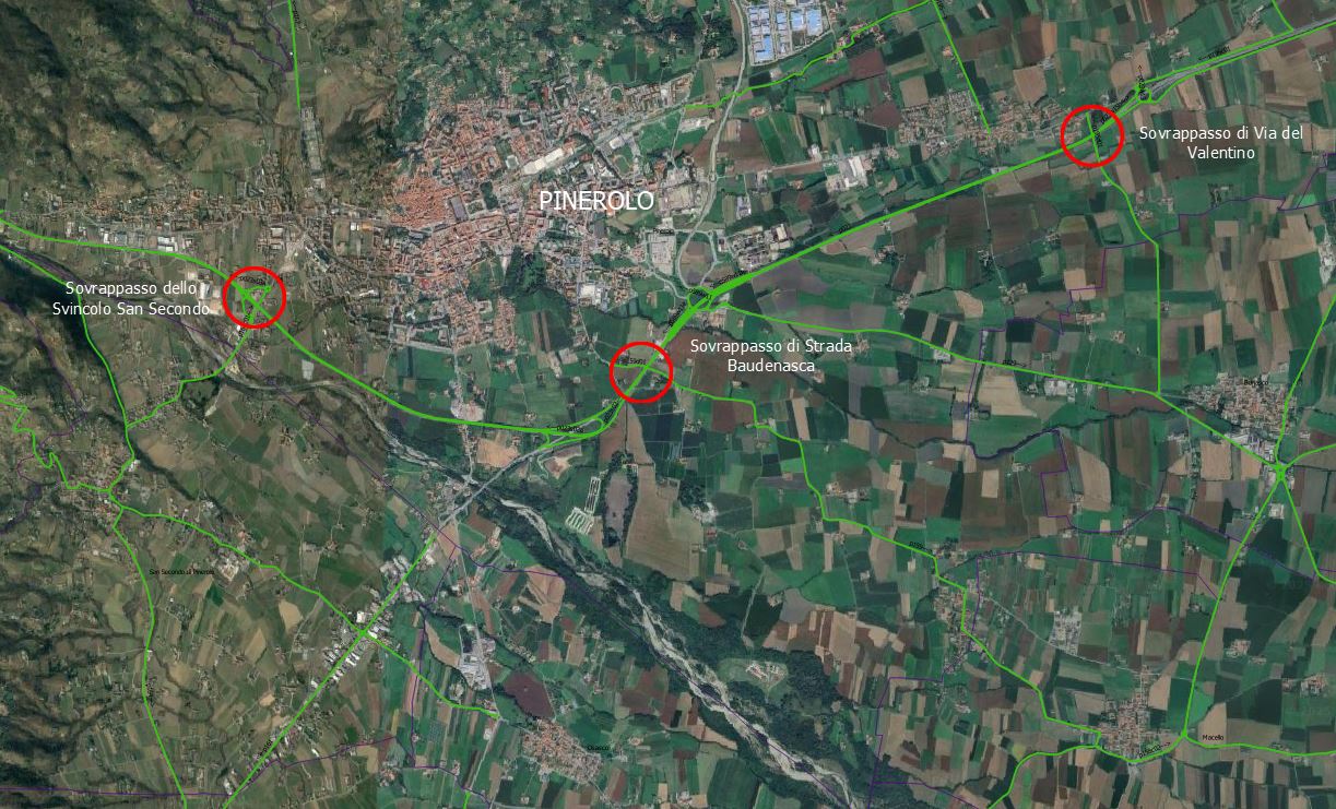 inquadramento sovrappassi SP 23 Pinerolo