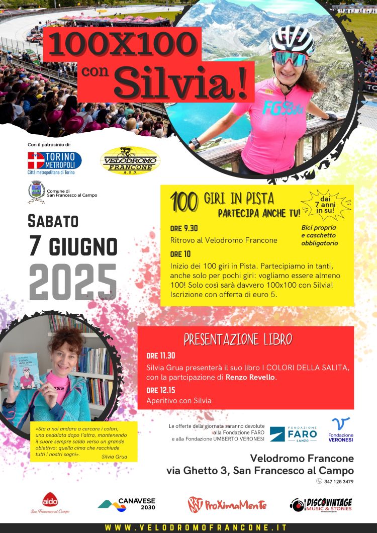 locandina 100x100 con Silvia 07 06 2025 Velodromo Francone