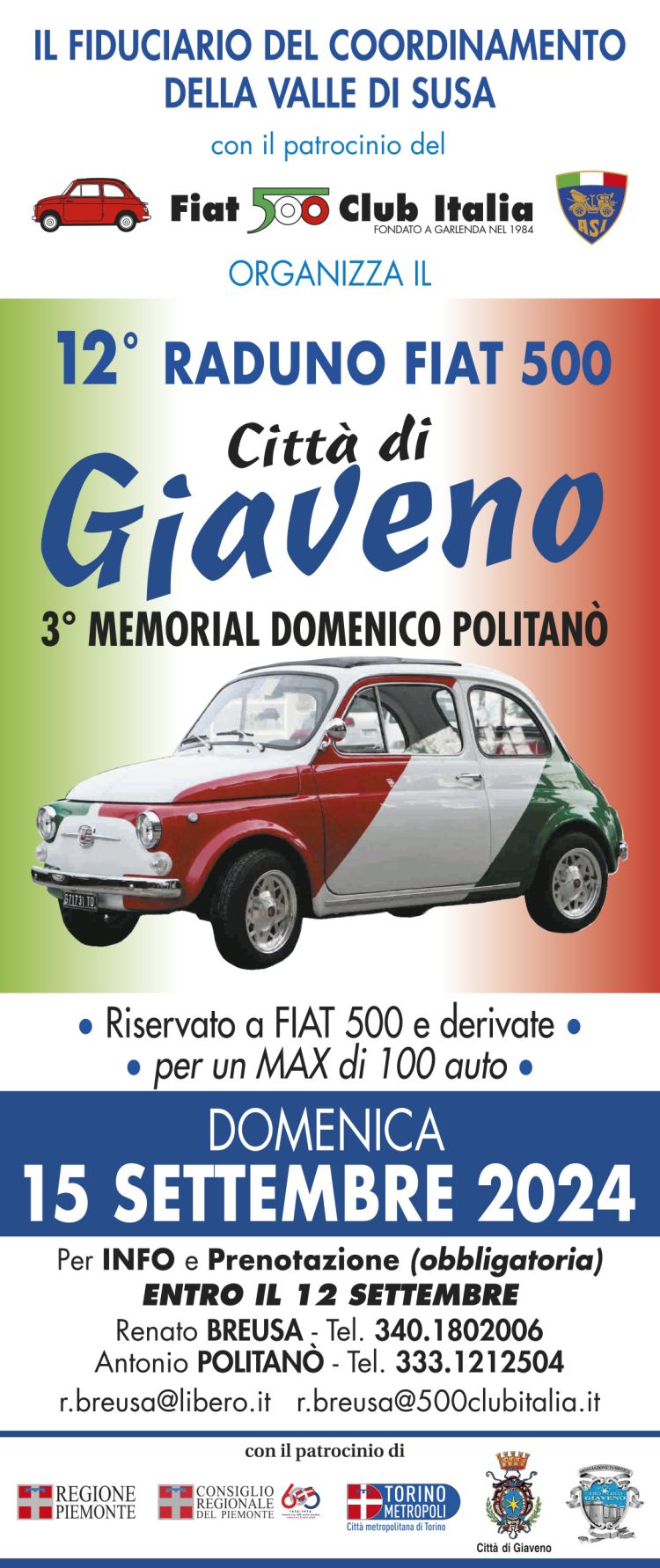 locandina raduno Fiat 500 Giaveno 15 98 2024