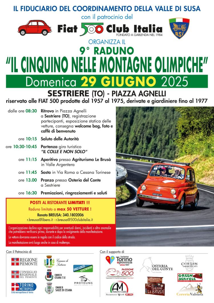 locandina raduno Il Cinquino nelle Montagne Olimpiche 29 06 2025 Sestriere