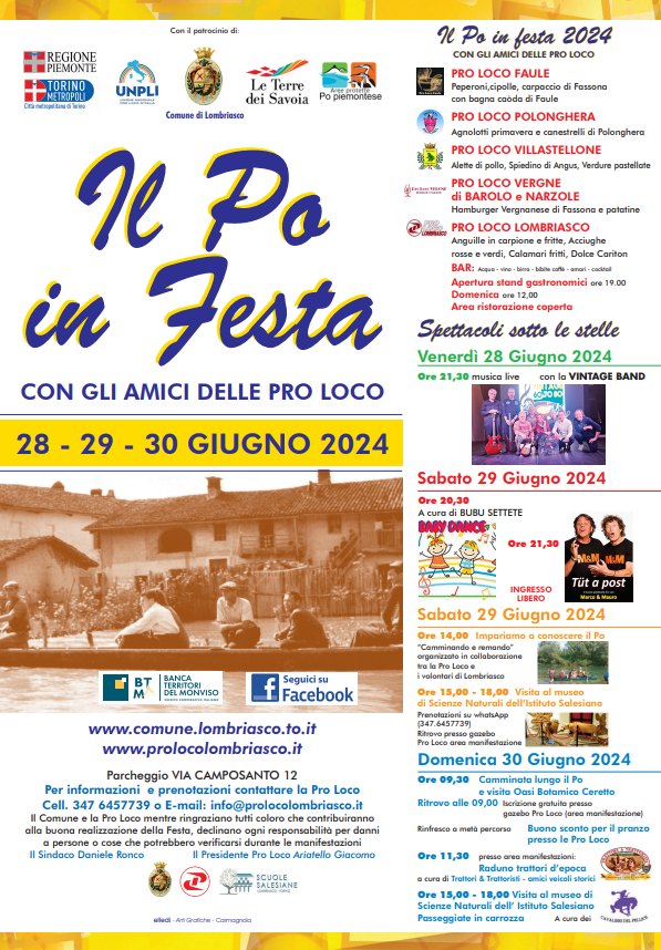 programma Il Po in festa Lombriasco 28-30 06 2024