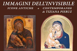Locandina raffigurante due icone della madonna con il bambino e la scritta Immagini dell’Invisibile  