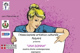  Una ragazza espone un poster che pubblicizza la mostra