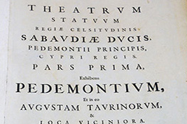 Frontespizio del Theatrum Statuum Sabaudiae, primo volume