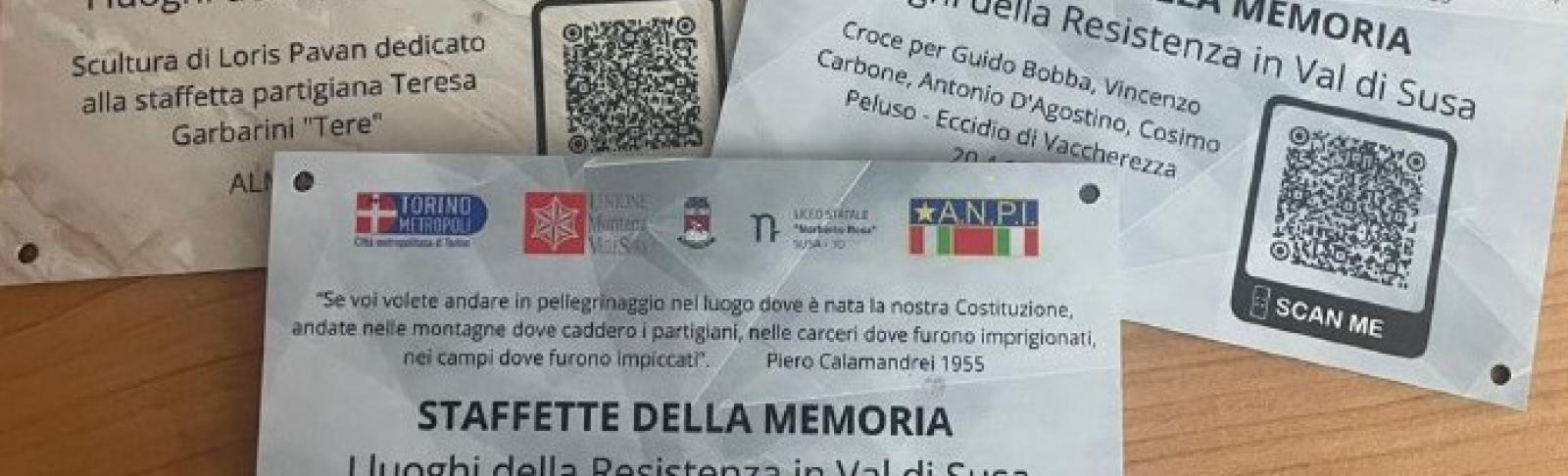 Le targhe realizzate dagli studenti di Bussoleno