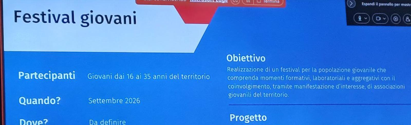 Si lavora al Festival giovani per l'autunno 2026