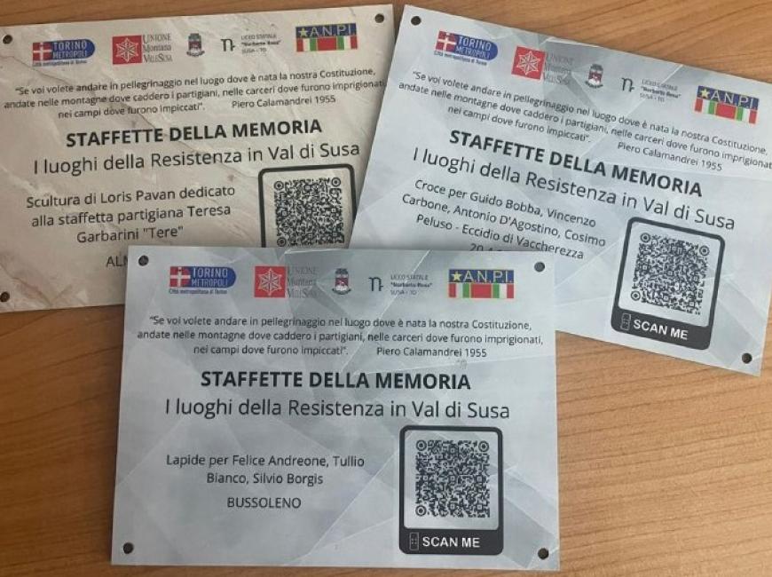 Le targhe realizzate dagli studenti di Bussoleno
