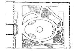 Schema compositivo del giardino con fontana