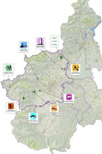 Distrubuzione dul territorio dei Parchi e delle Riserve naturali in gestione alla CMTo