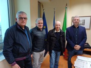 L’assessore Marietta, l’assessore Garbano, il presidente dell’Unione Montana Bonino e il vicesindaco Suppo 