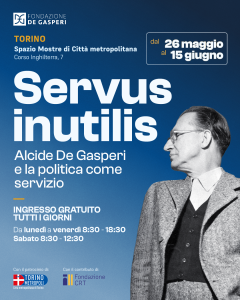 locandina della mostra dedicata a De Gasperi
