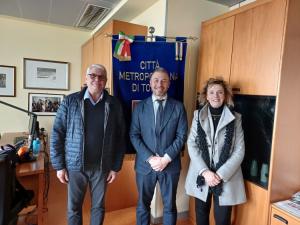 Il Vicesindaco Guercio, il Vicesindaco metropolitano Suppo e la Sindaca di San Pietro Val Lemina, Anna Balangero.