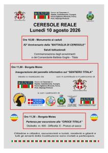 commemorazione Ceresole Reale 10 agosto 2026