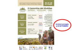 Locandina del “Cammino dei Sacri Colli” nelle Colline del Po – edizione 26.