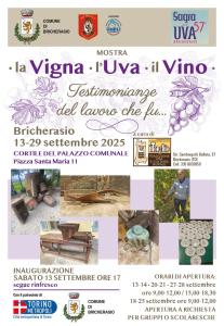Locandina della mostra “La Vigna, l’Uva, il Vino” di Bricherasio 