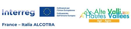 Bandiera UE su sfondo bianco, con la scritta Interreg Alcotra e a destra la scritta AGIR