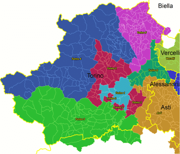 Mappa degli ATEM della Provincia di Torino: clicca sull'ambito per visualizzare i dettagli relativi