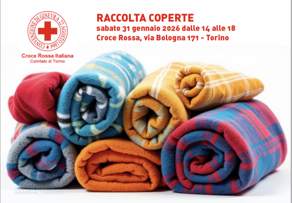 Locandina della raccolta di coperte da parte della Croce Rossa